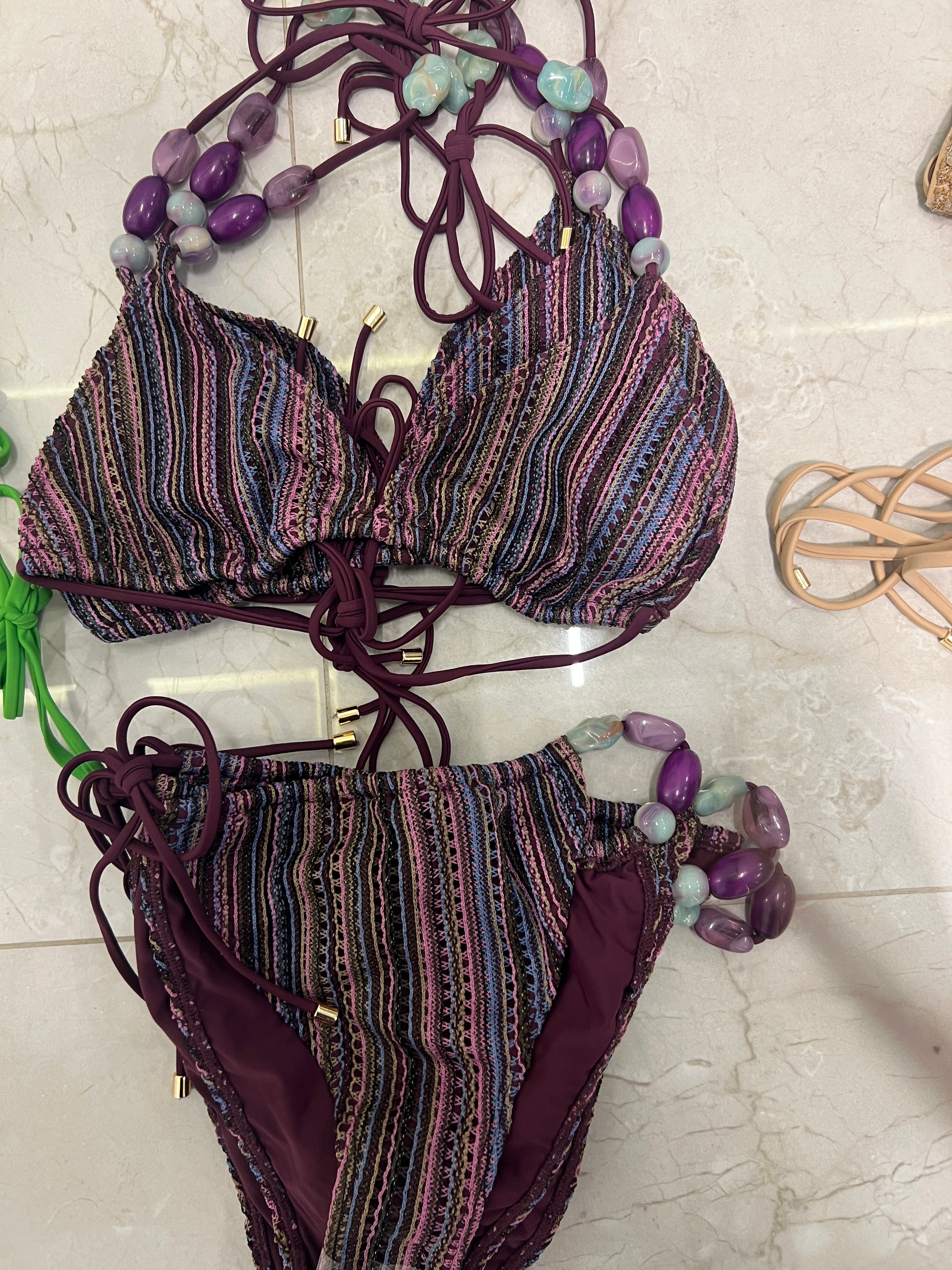 Crochet bikini multi purple