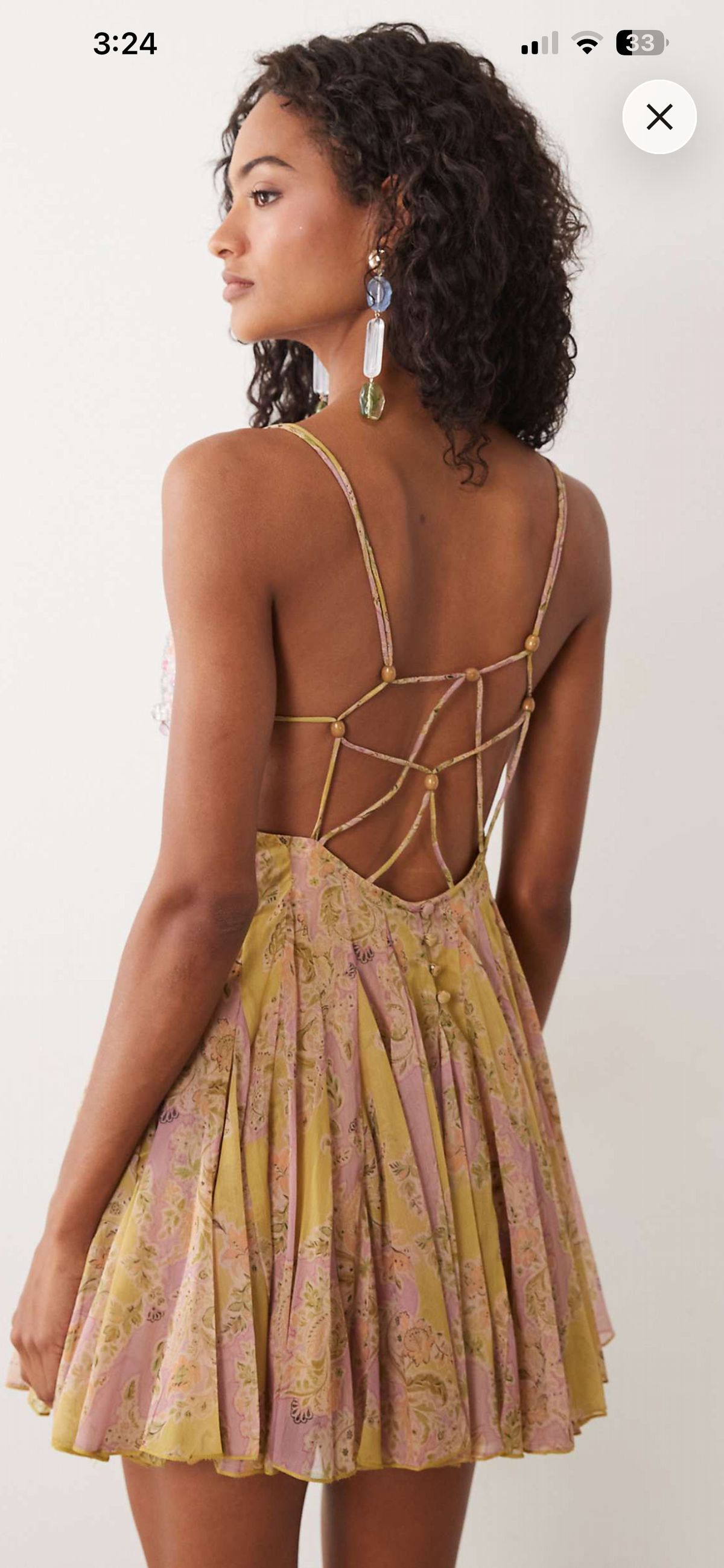 Paisley print cupped embellished mini dress