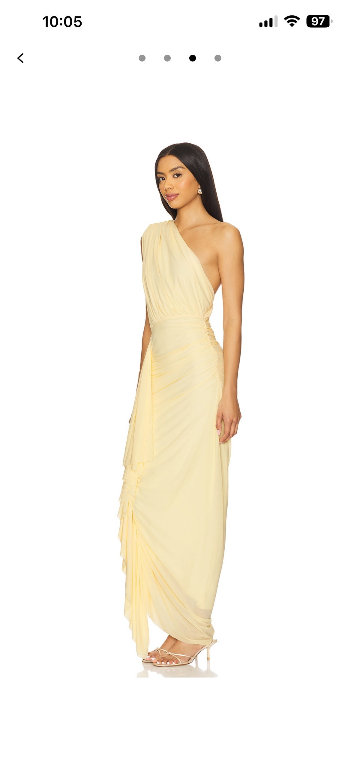 One shoulder asymmetrical mesh maxi dress in yellow