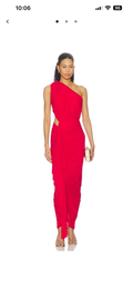 One shoulder asymmetrical mesh maxi dress in Red