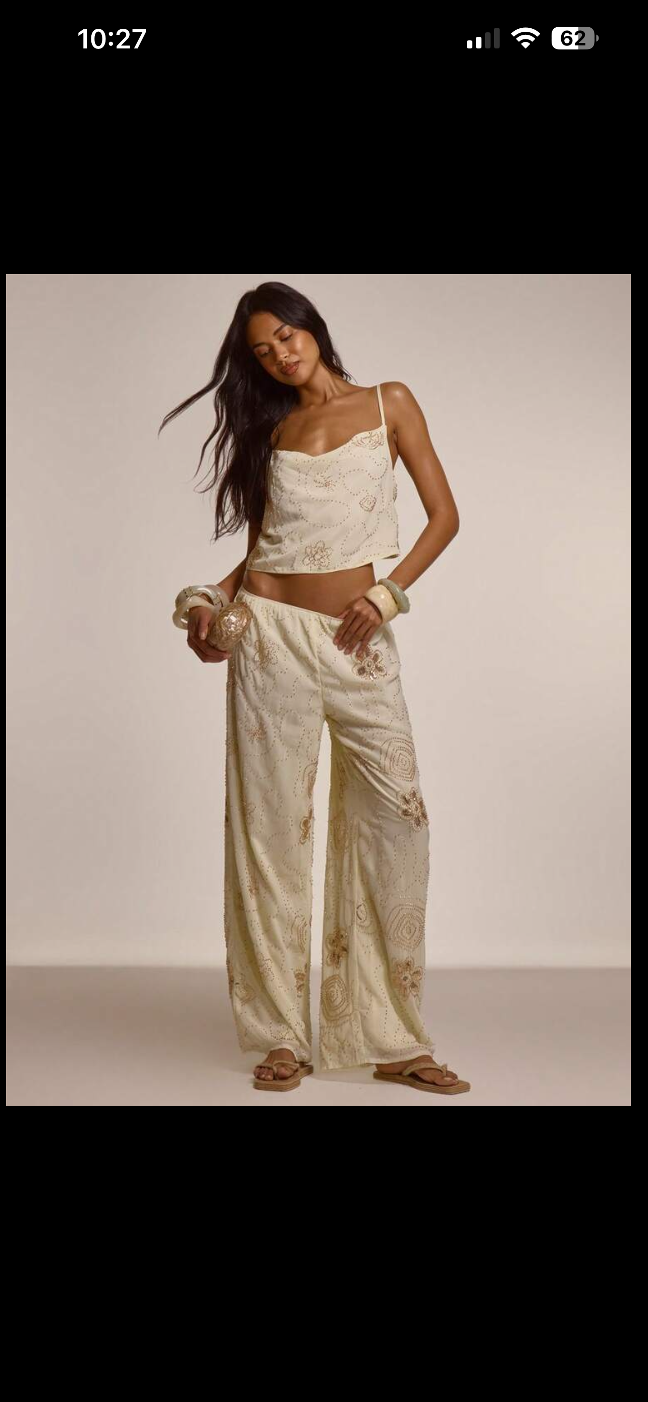 Cream with gold sequin resort pants