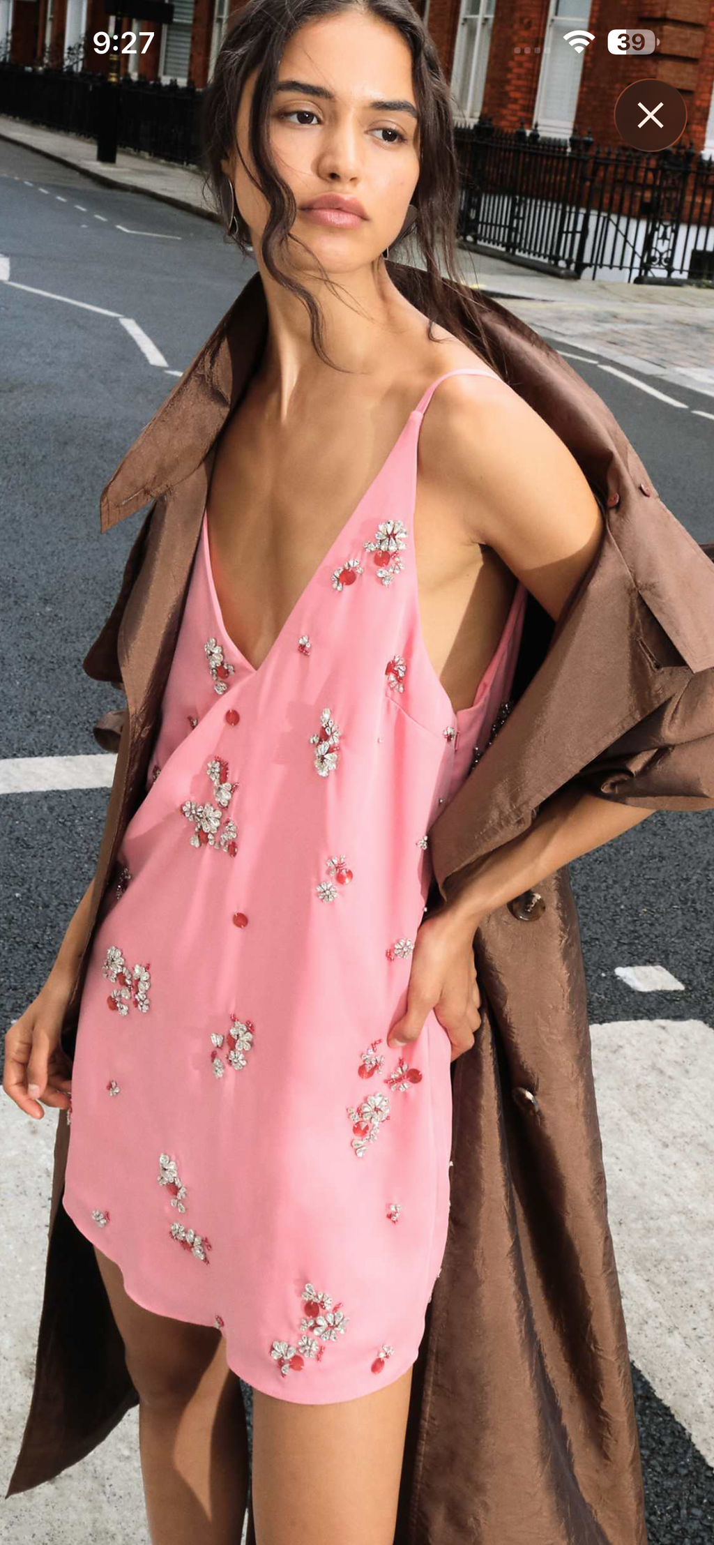 Embellished bow pink mini dress