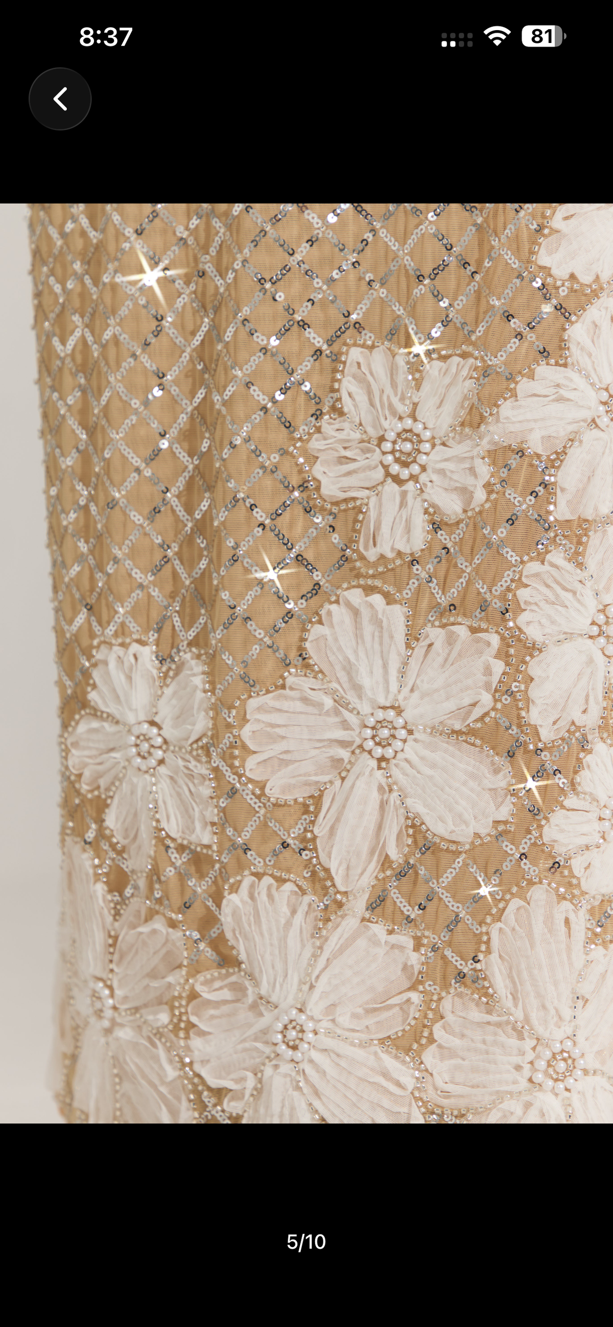 Nude white floral 3d maxi dress
