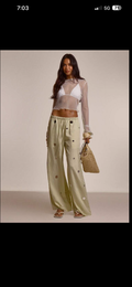 Linen pants with circle silver coins