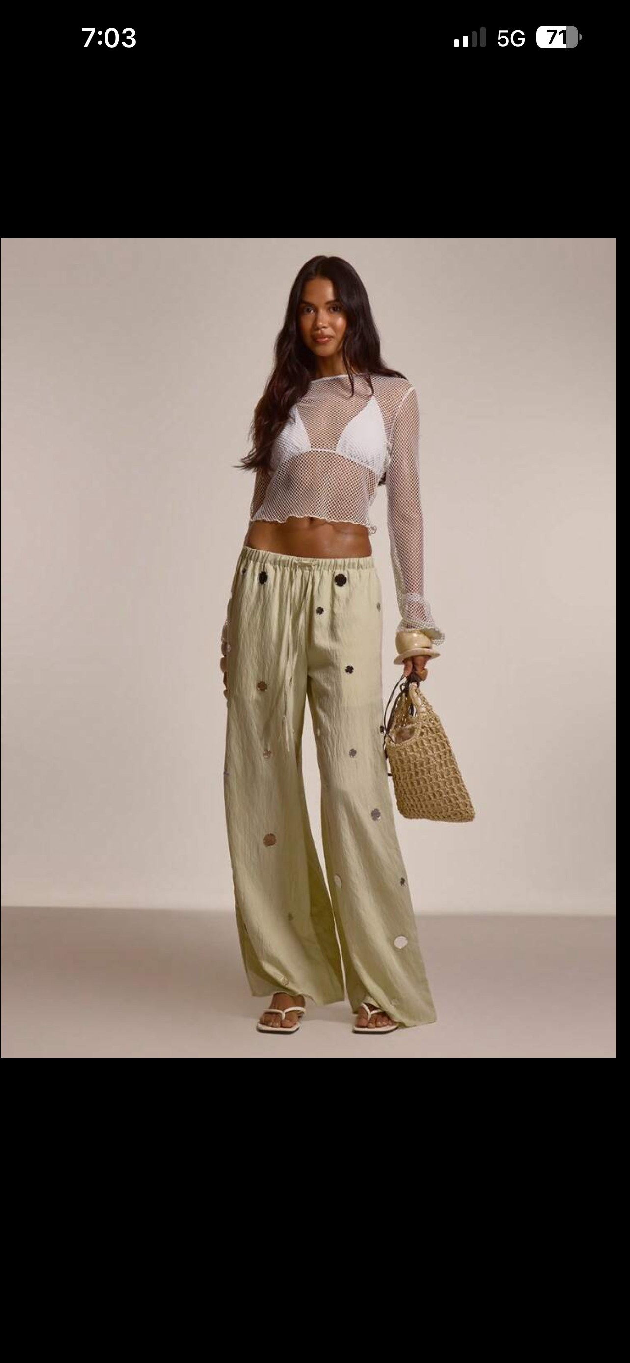 Linen pants with circle silver coins