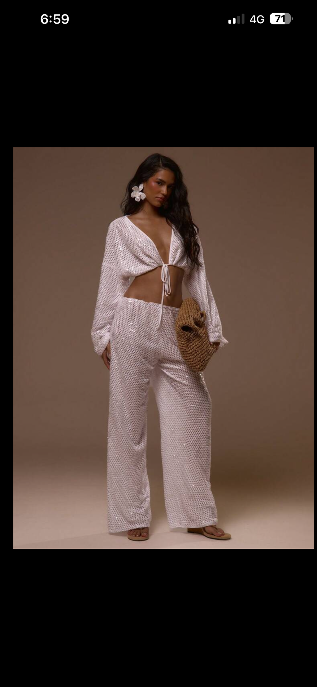 Sequin white pants set