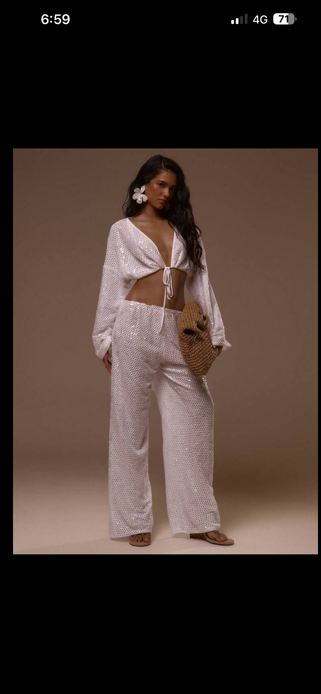 Sequin white pants set