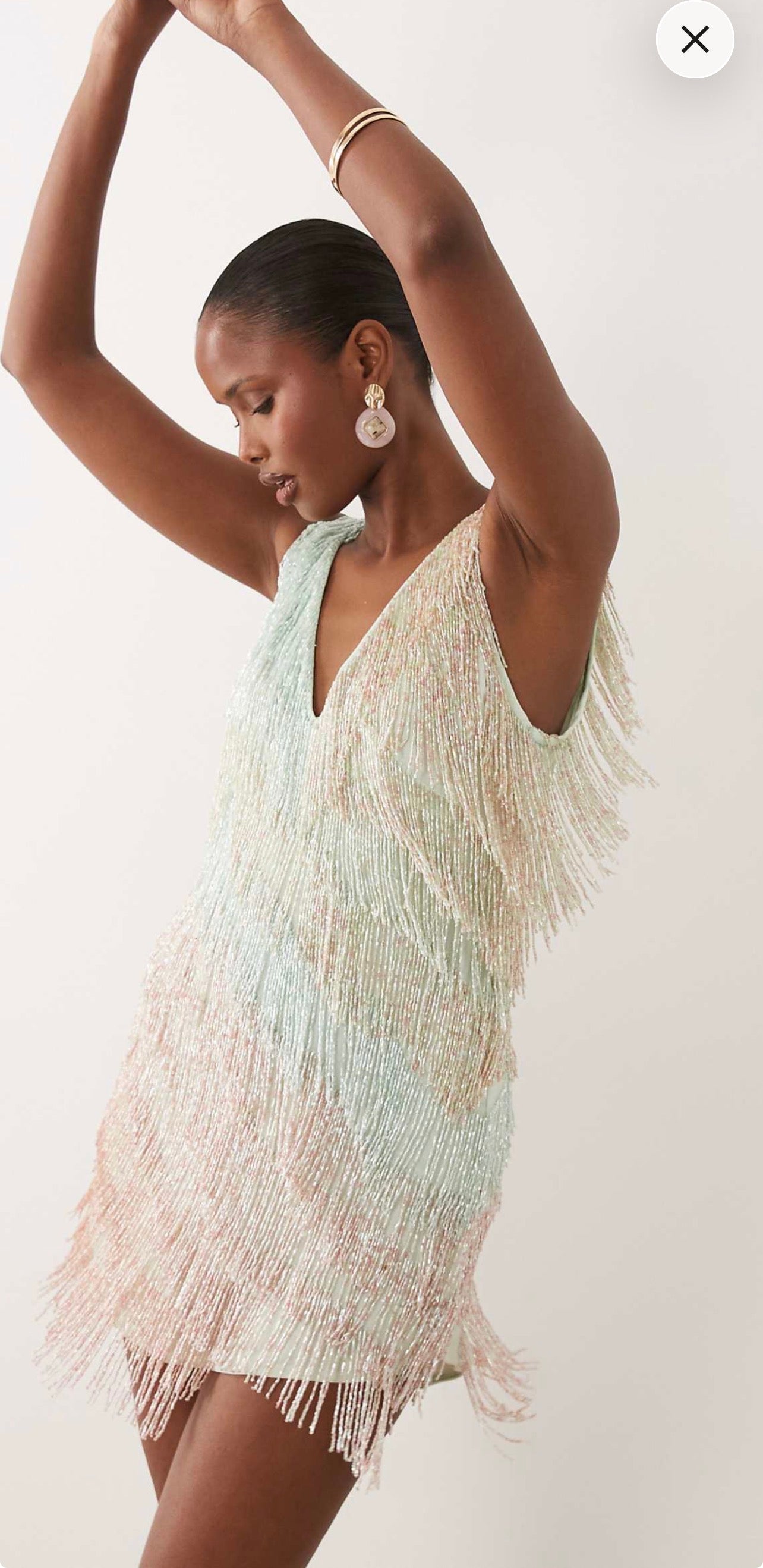 Rainbow embellished fringes mini dress
