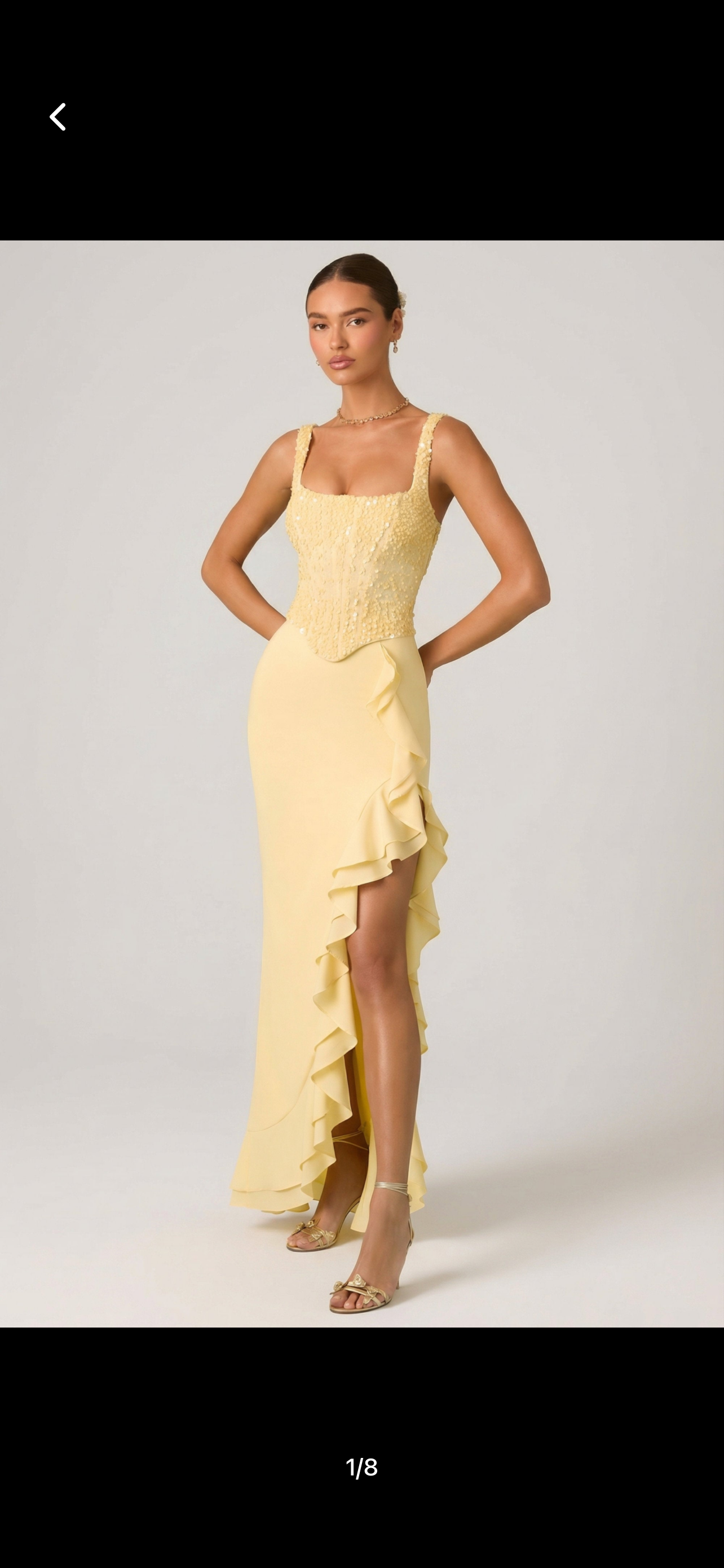 Yellow semi embellished ruffle dress
