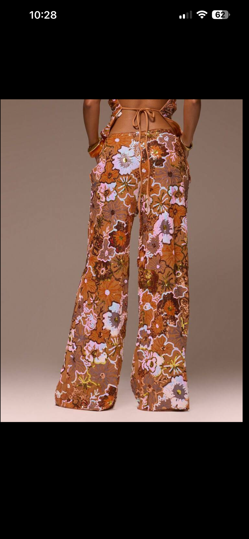 Orange flowers sequin resort pants
