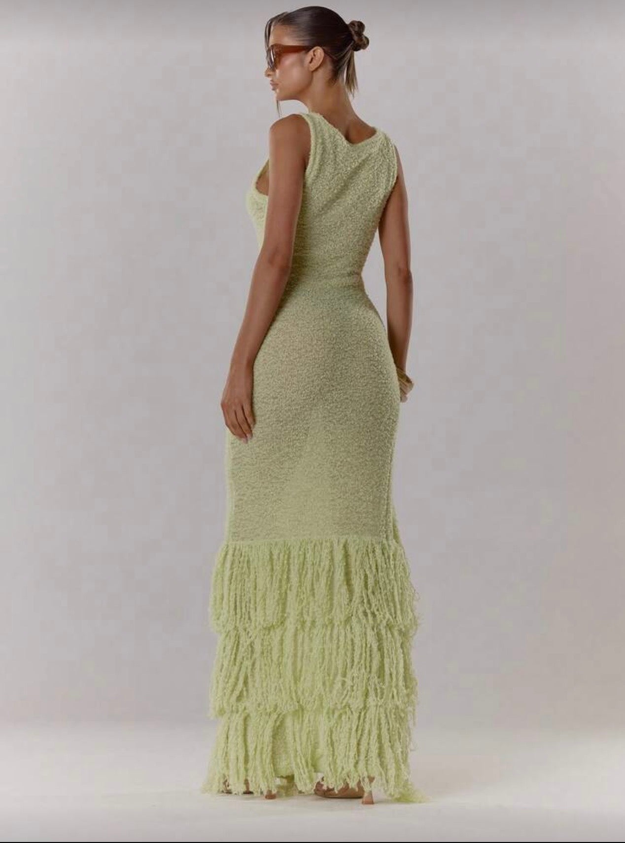 Sage green ruffle resort dress