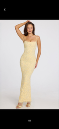 Allover premium embellished floral in butter yellow