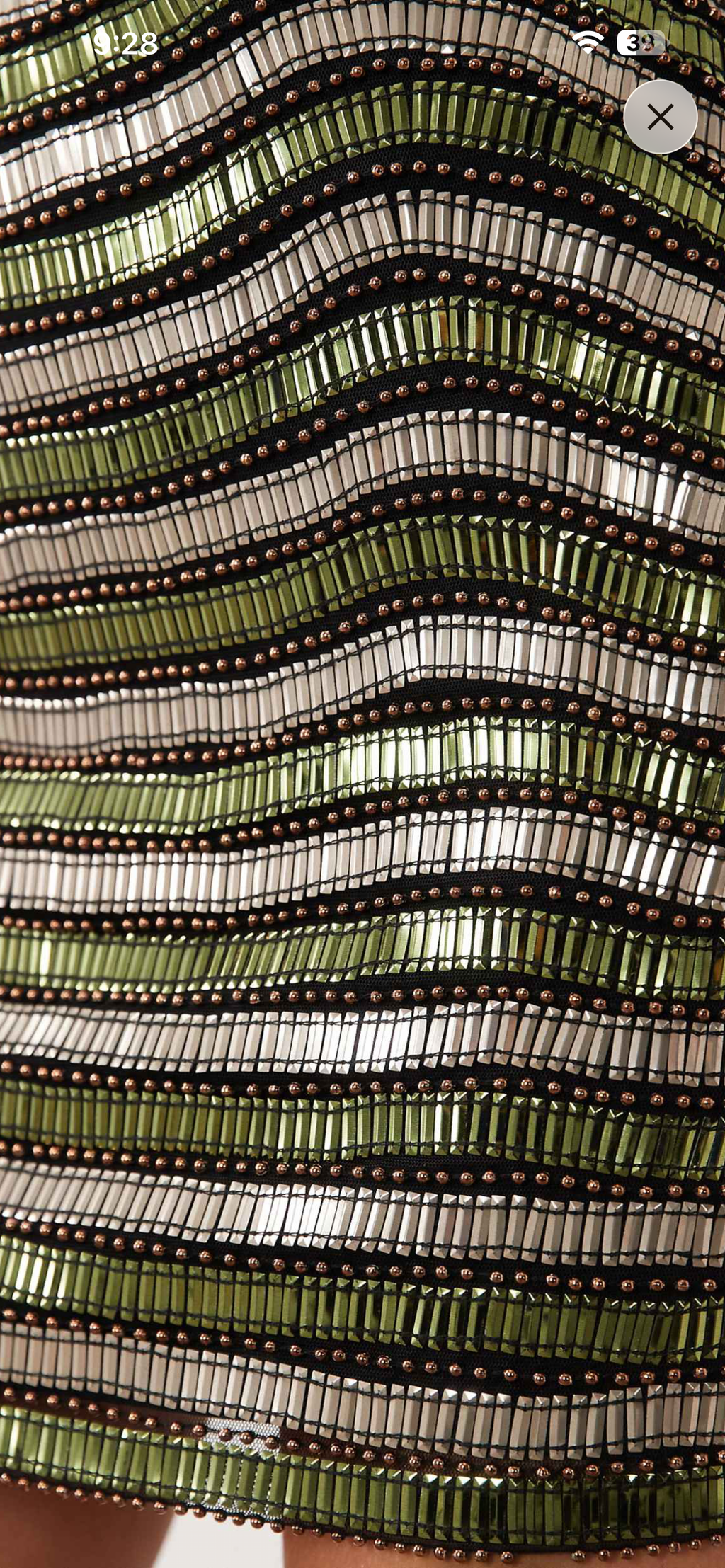 Square neck olive green silver mini dress