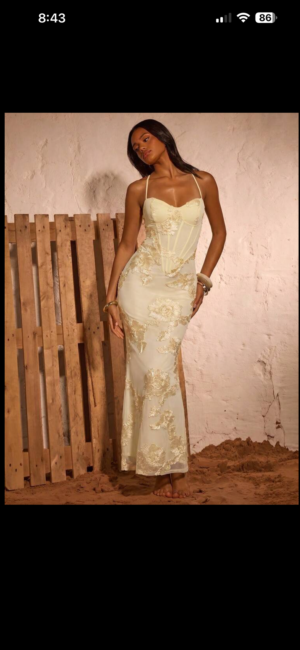Cupped floral corset dress in butter yellow