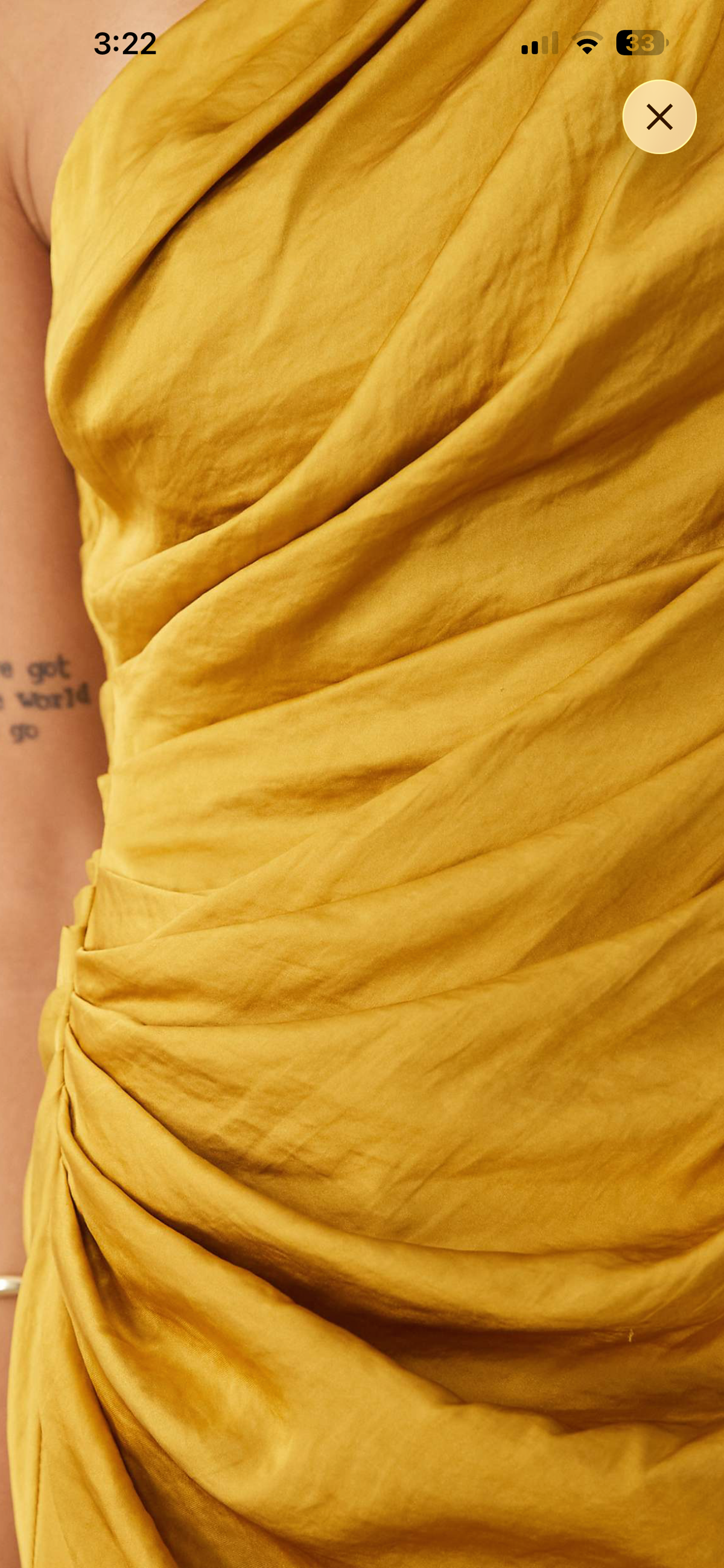 One shoulder draped satin maxi dress mustard