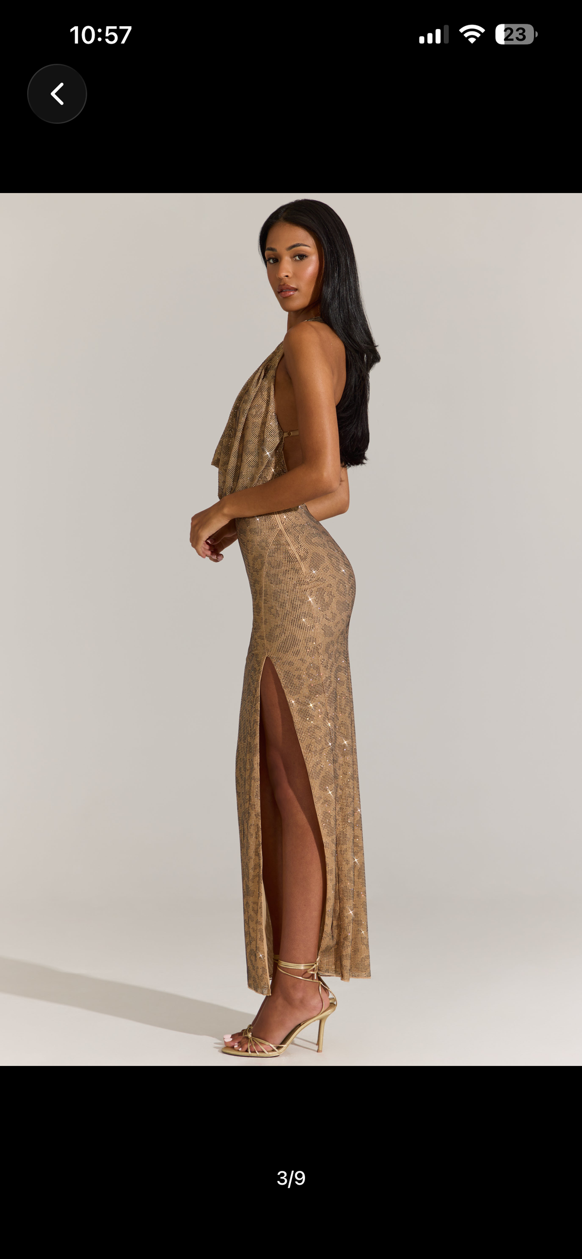 Leopard halter neck embellished maxi dress