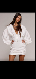 White plunge corset mini dress