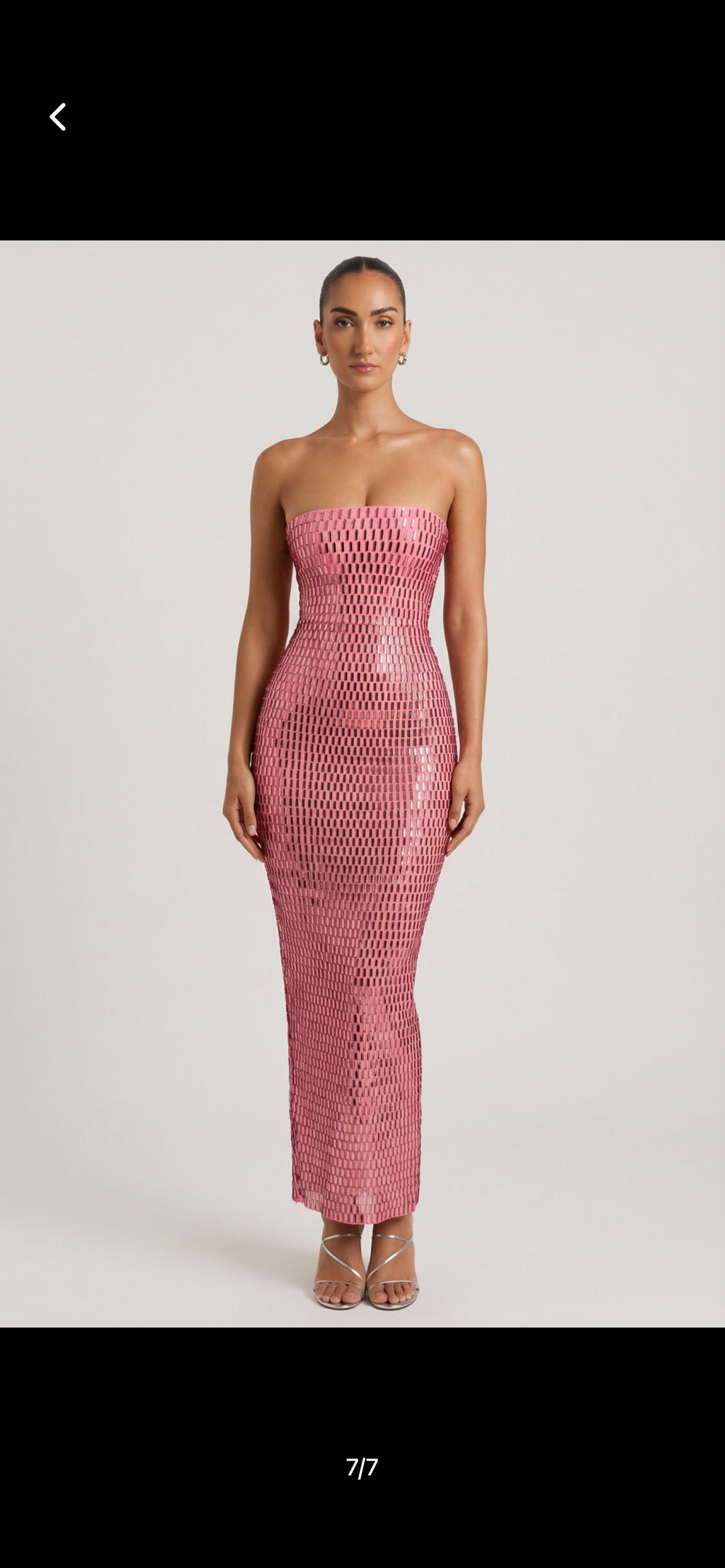 Embellished bandeau gown in watermelon
