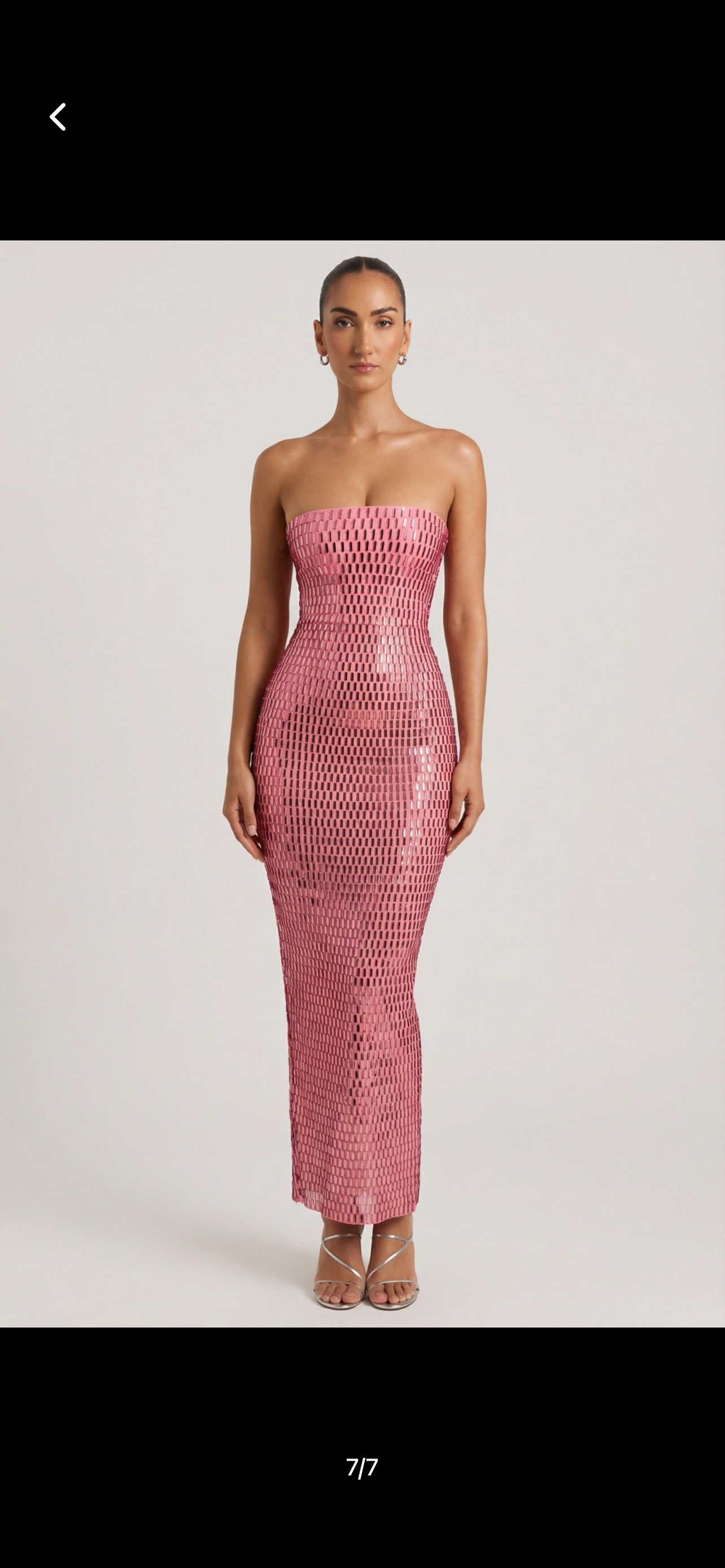 Embellished bandeau gown in watermelon