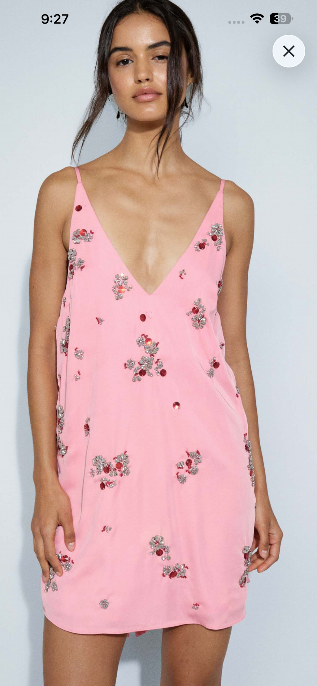 Embellished bow pink mini dress