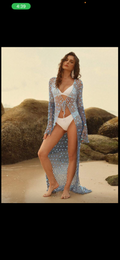 Sequin kimono cover up blue
