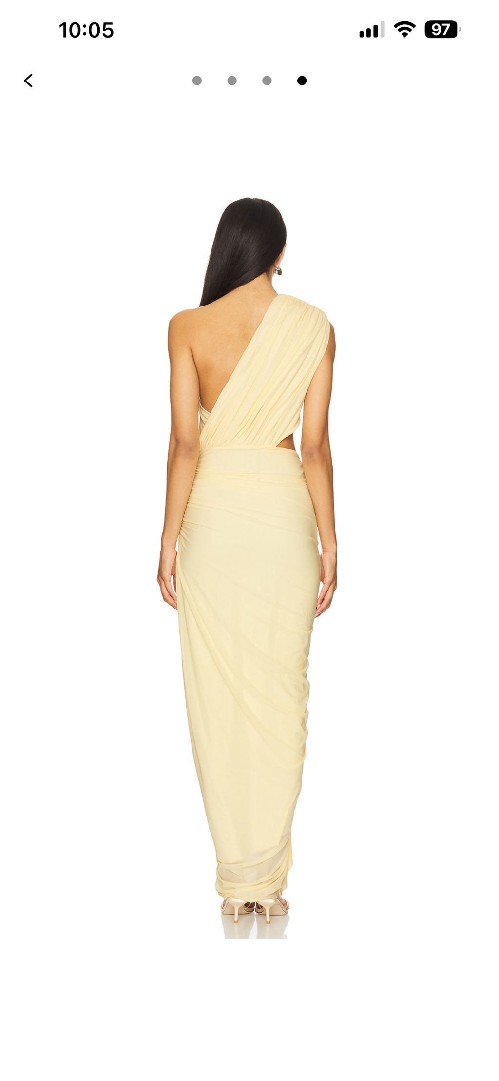 One shoulder asymmetrical mesh maxi dress in yellow
