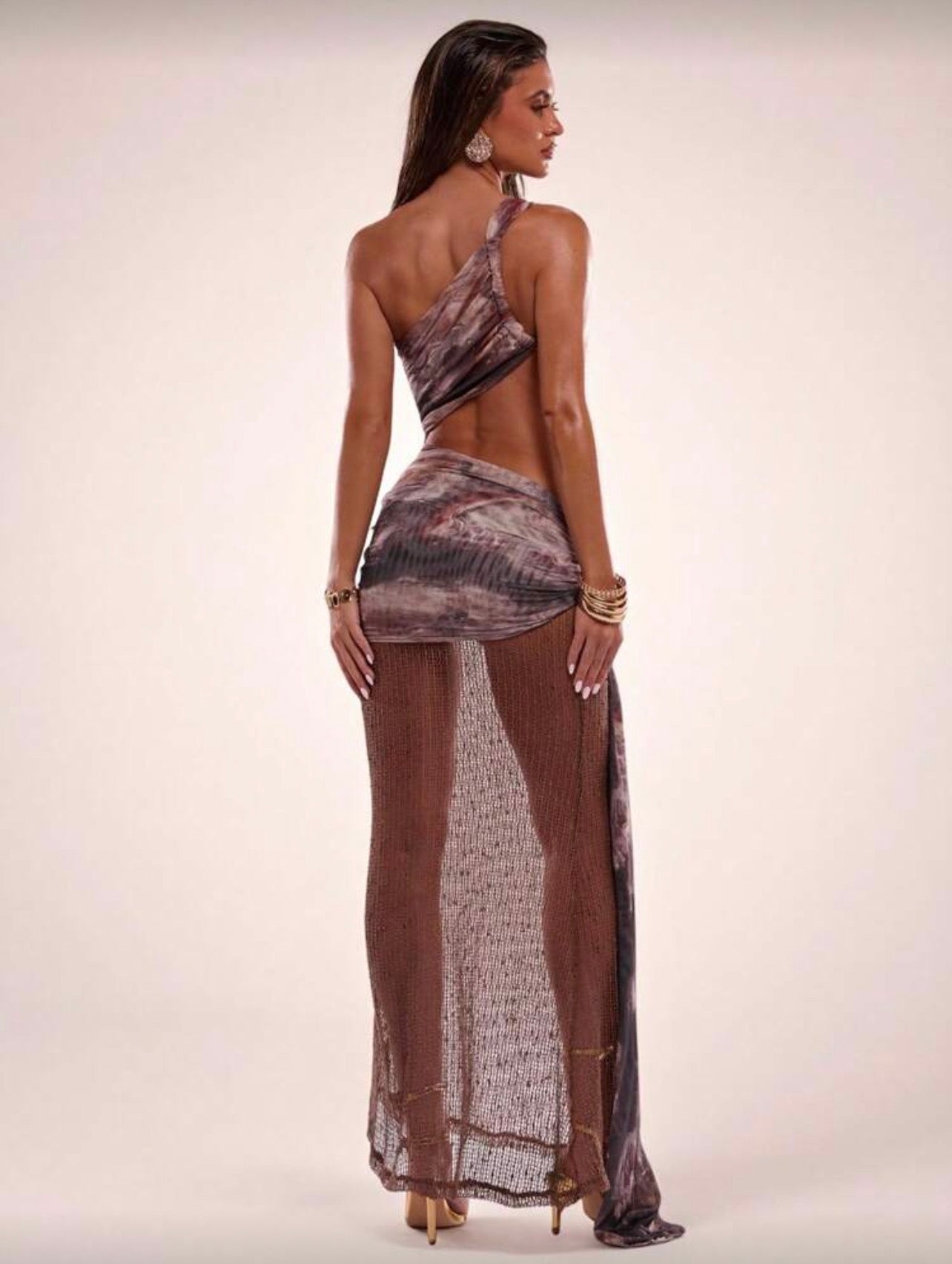 Mesh print resort dress