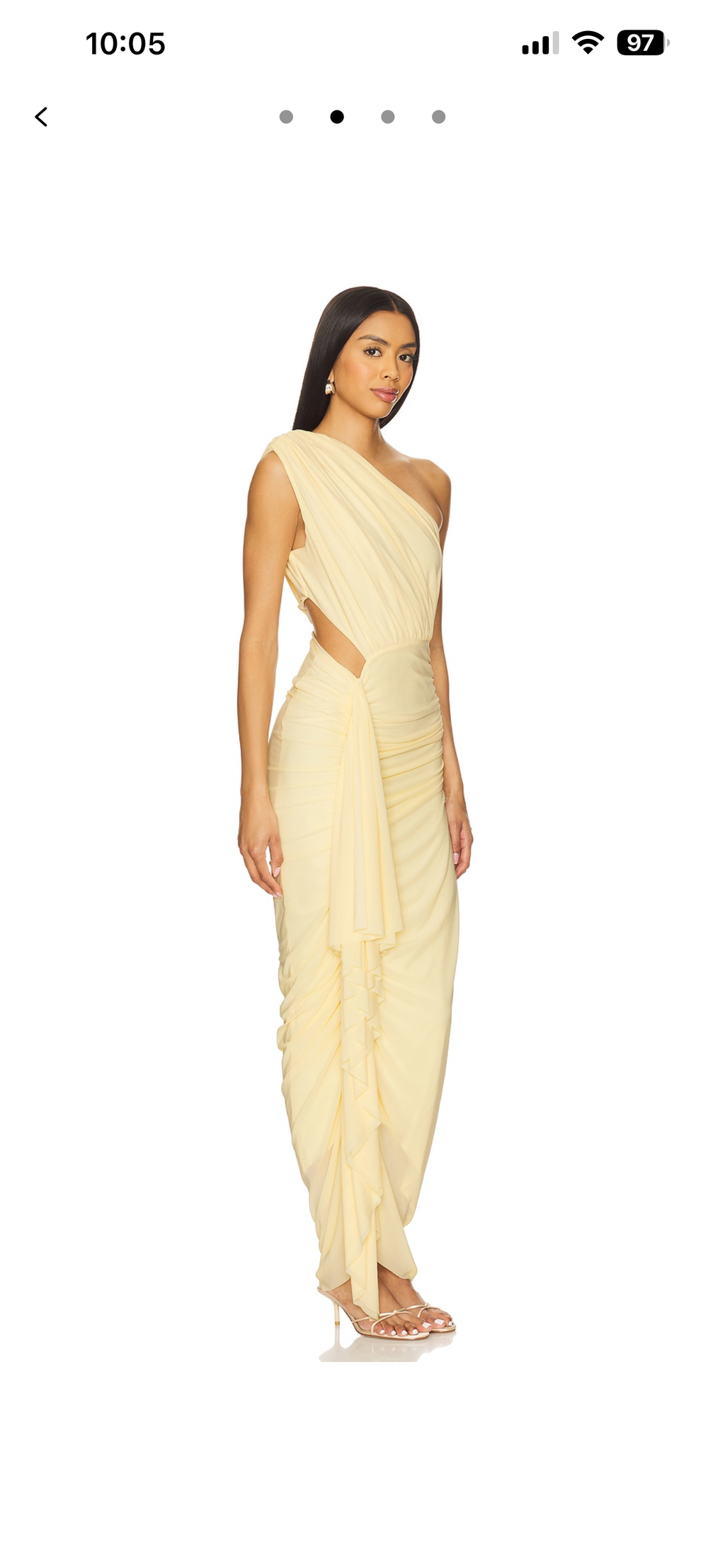 One shoulder asymmetrical mesh maxi dress in yellow