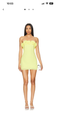 Yellow floral chiffon mini dress