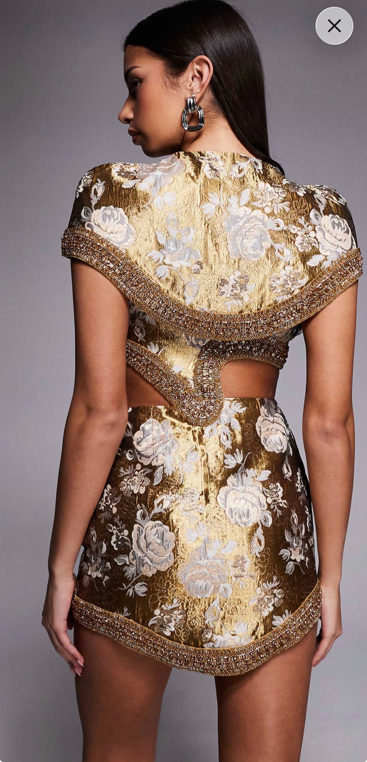 Gold foil printed mini dress