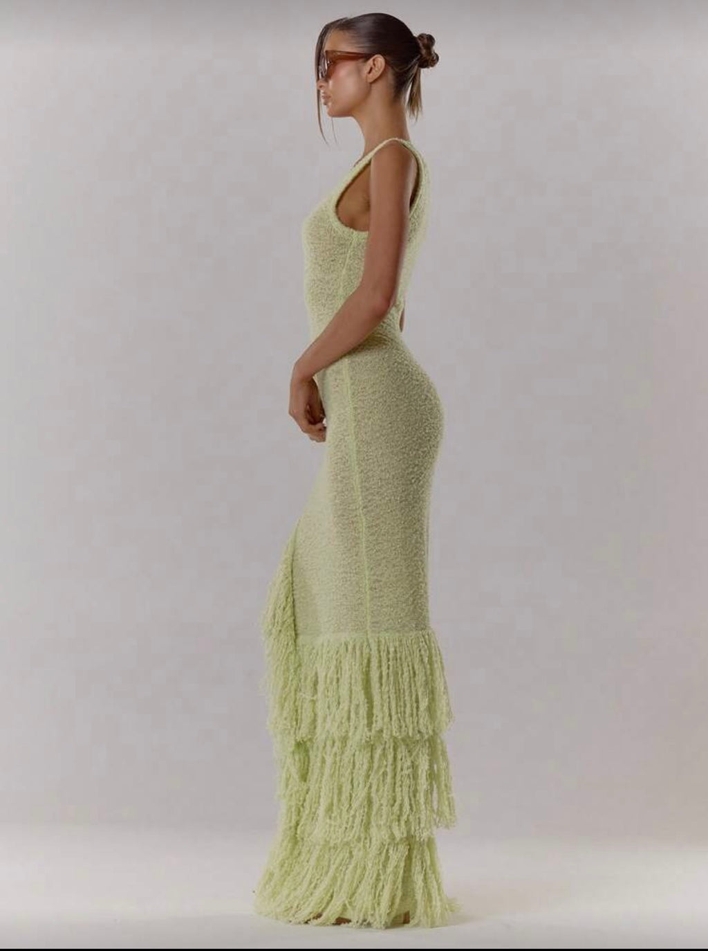 Sage green ruffle resort dress