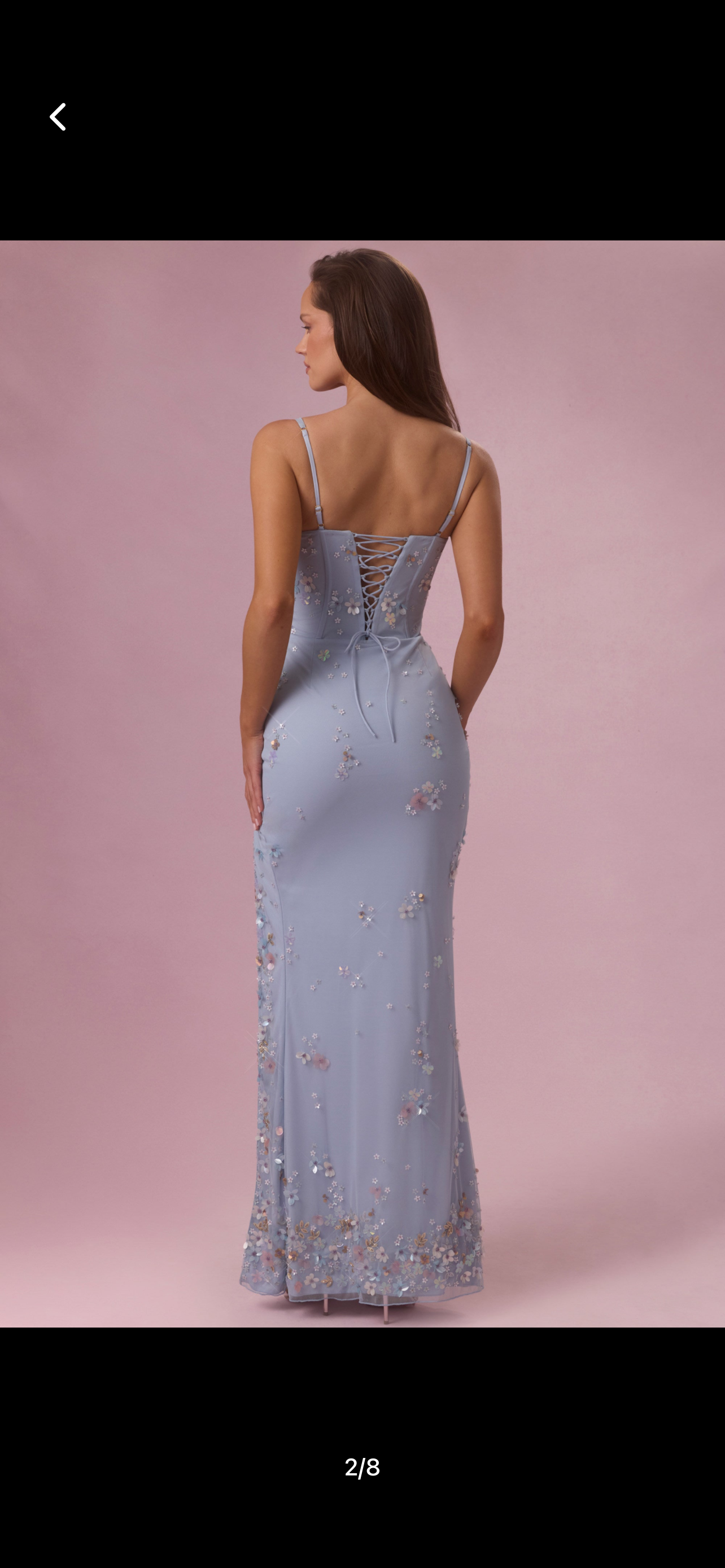 Embellished scoop neck blue florals with slit
