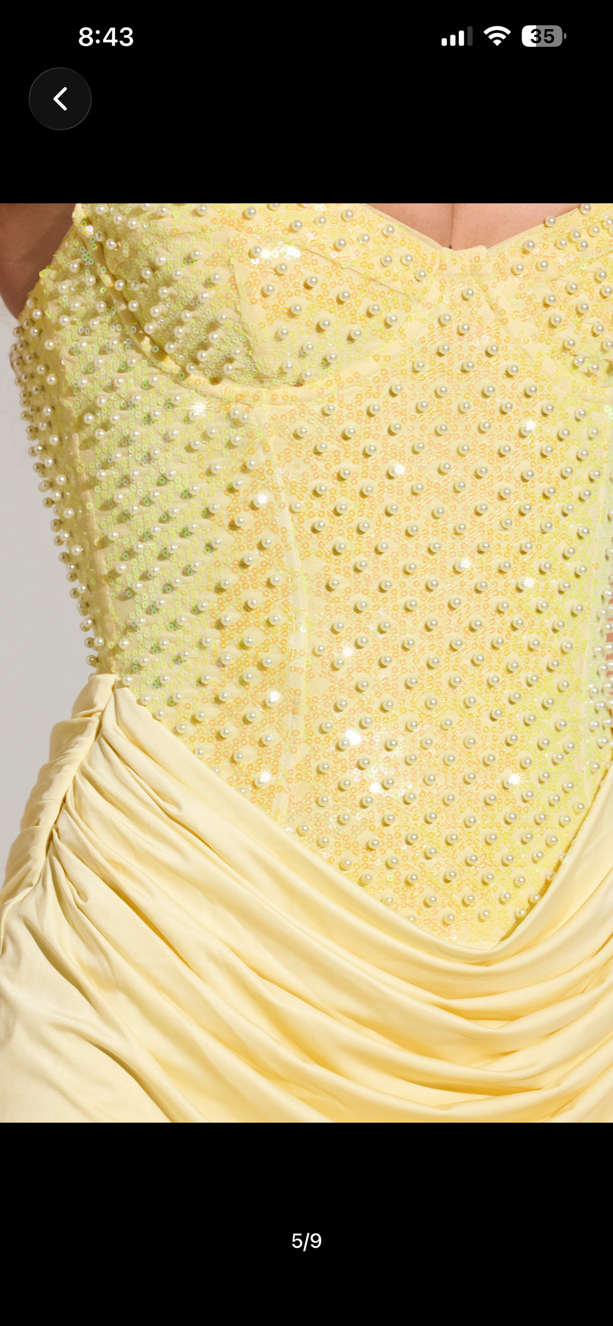 Yellow cupped half embellished mini drape dress