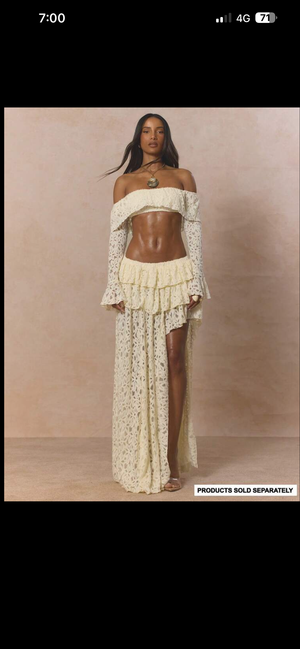 Off white ruffle lace off shoulders set
