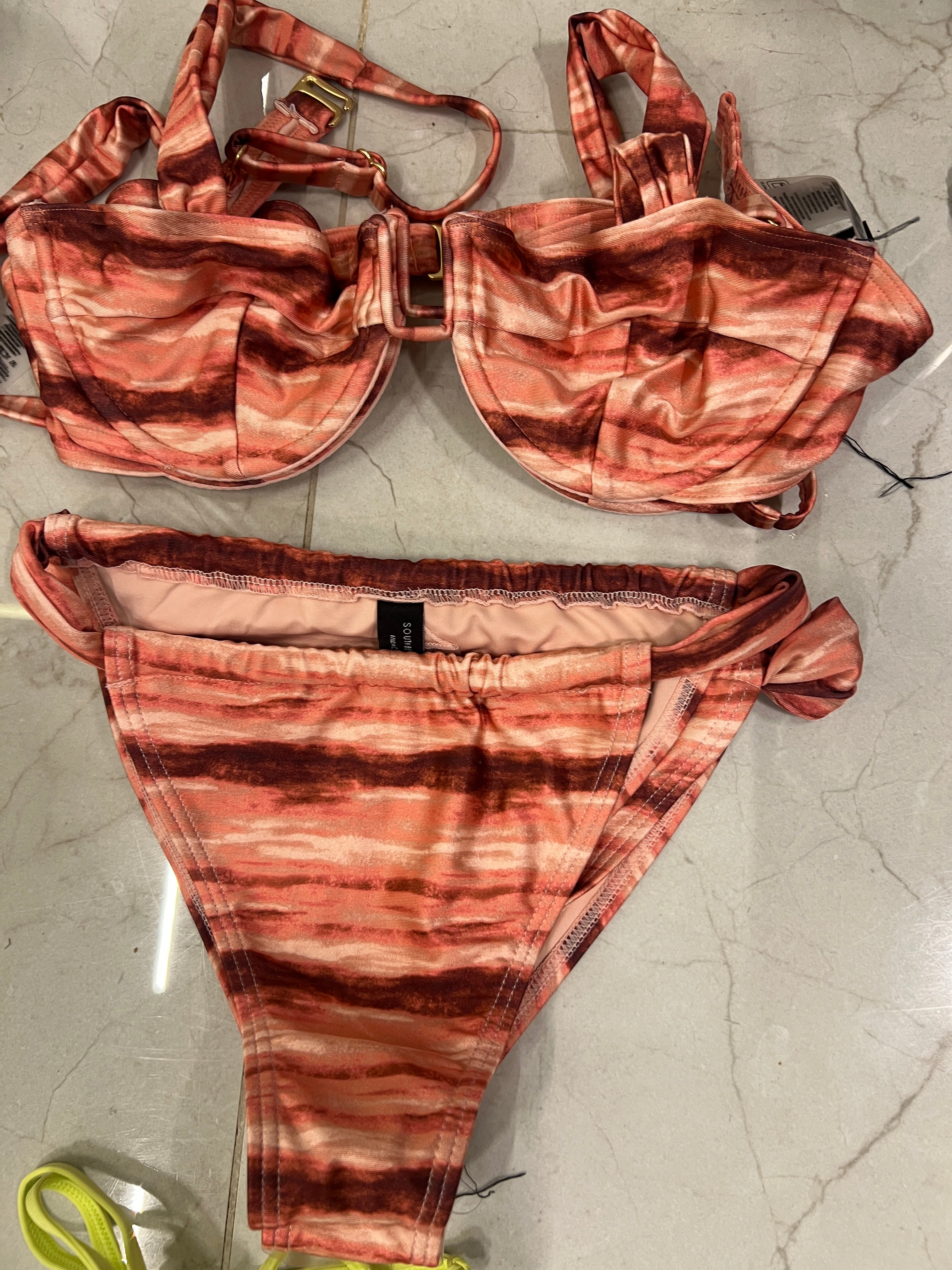 Dusty pink tiedye bikini underwired