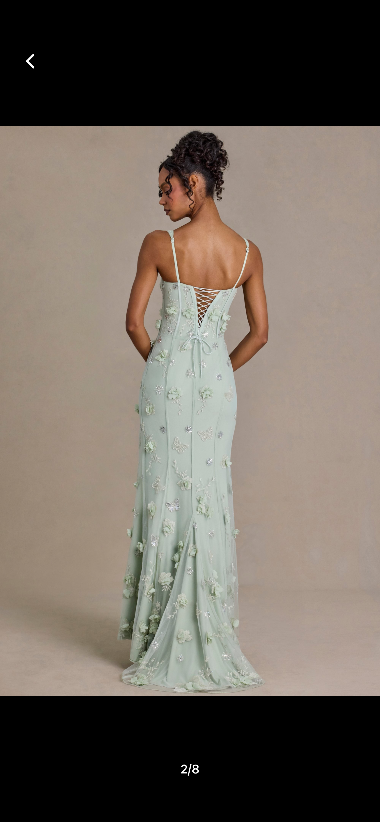 Sage green embellished 3d floral gown
