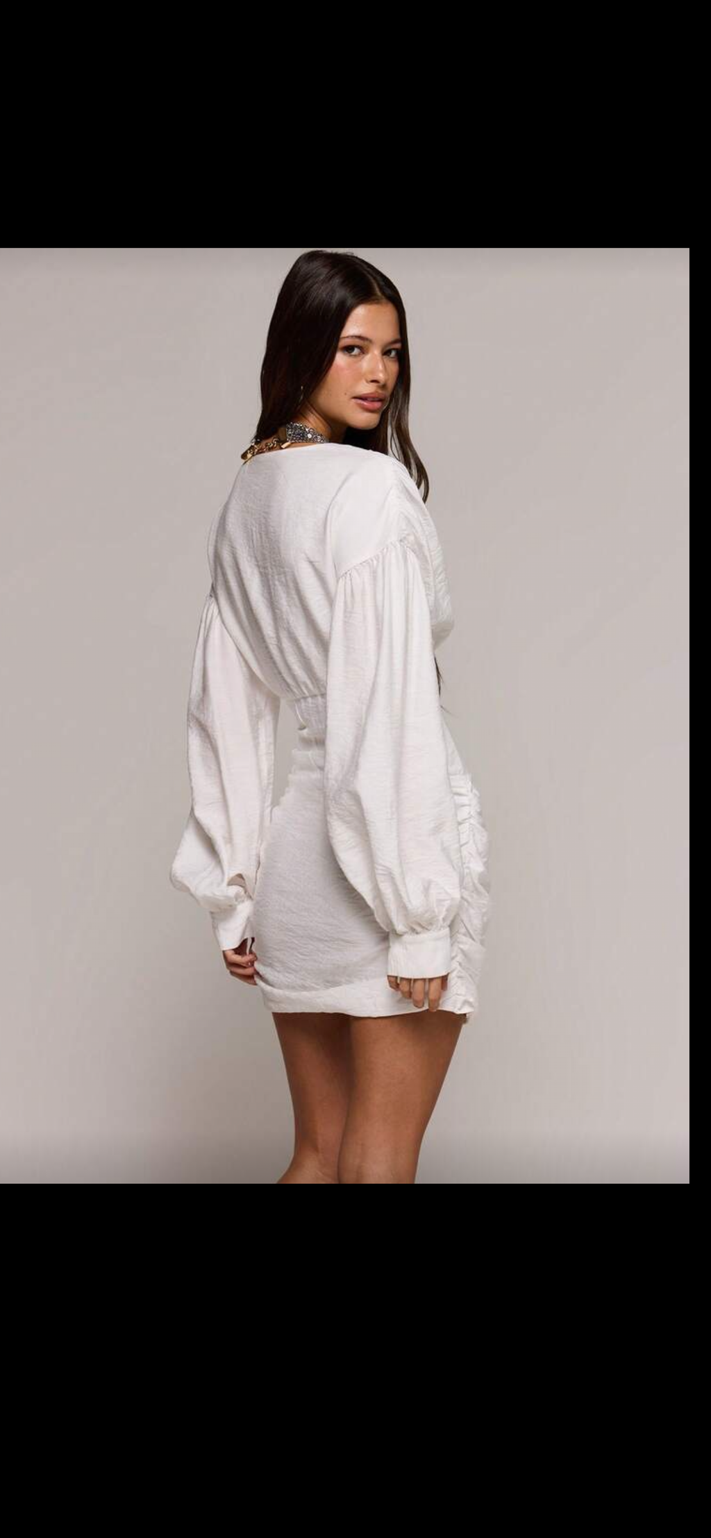 White plunge corset mini dress