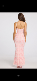 Premium allover embellished floral maxi dress in whitish rose