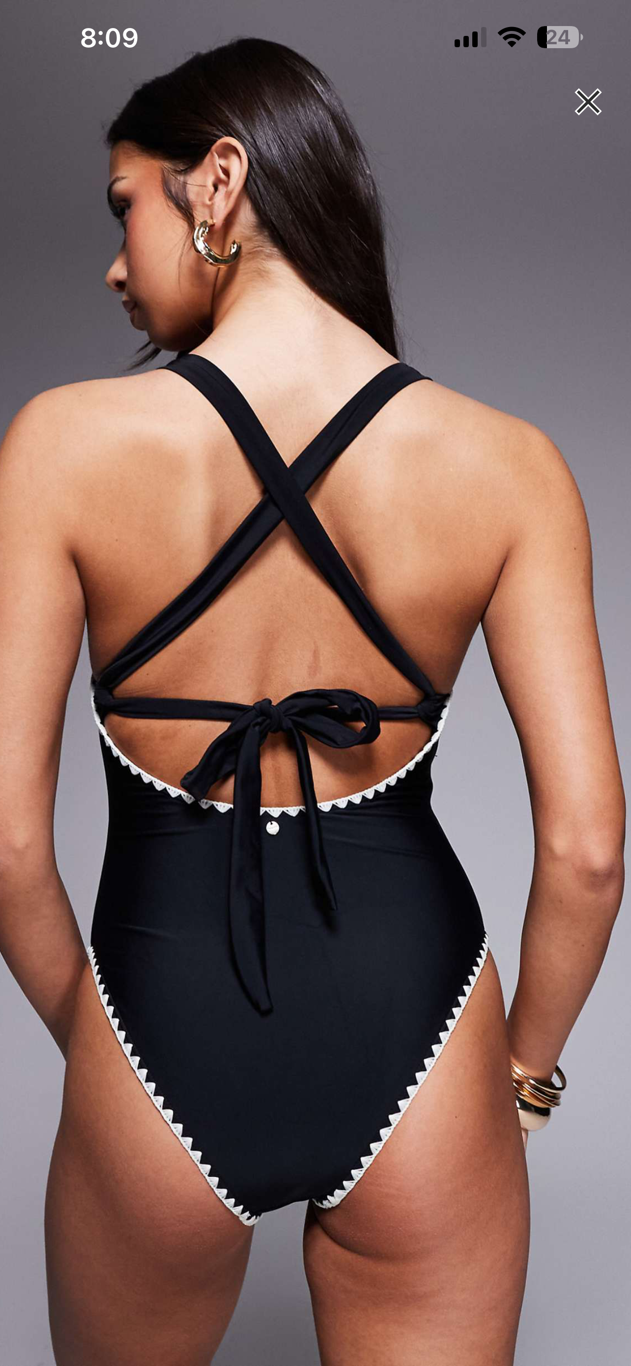 River Island broderie Swimsuit black