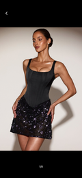 Corset sequin skirt dress in black