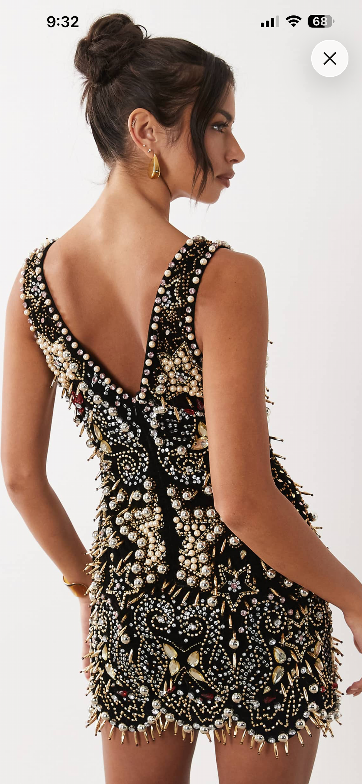 Premium embellished mini dress velvet in black