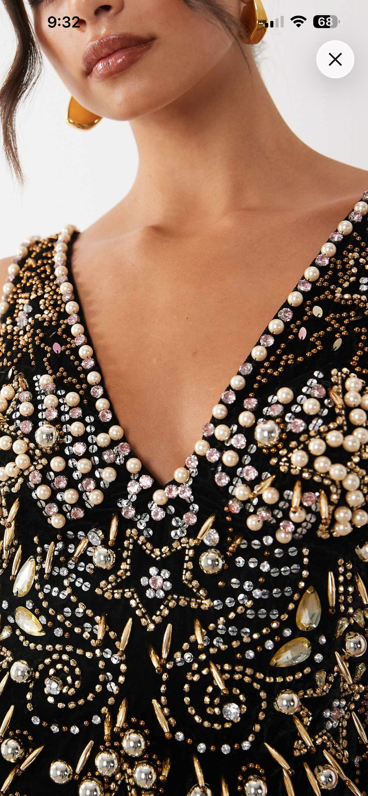 Premium embellished mini dress velvet in black