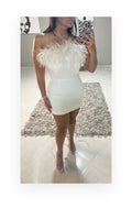 DD’s Design White feather corset mini dress