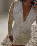 DD’s Design Sequin white long sleeve mini dress