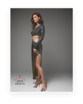 DD’s Design one shoulder cutout maxi dress multi color