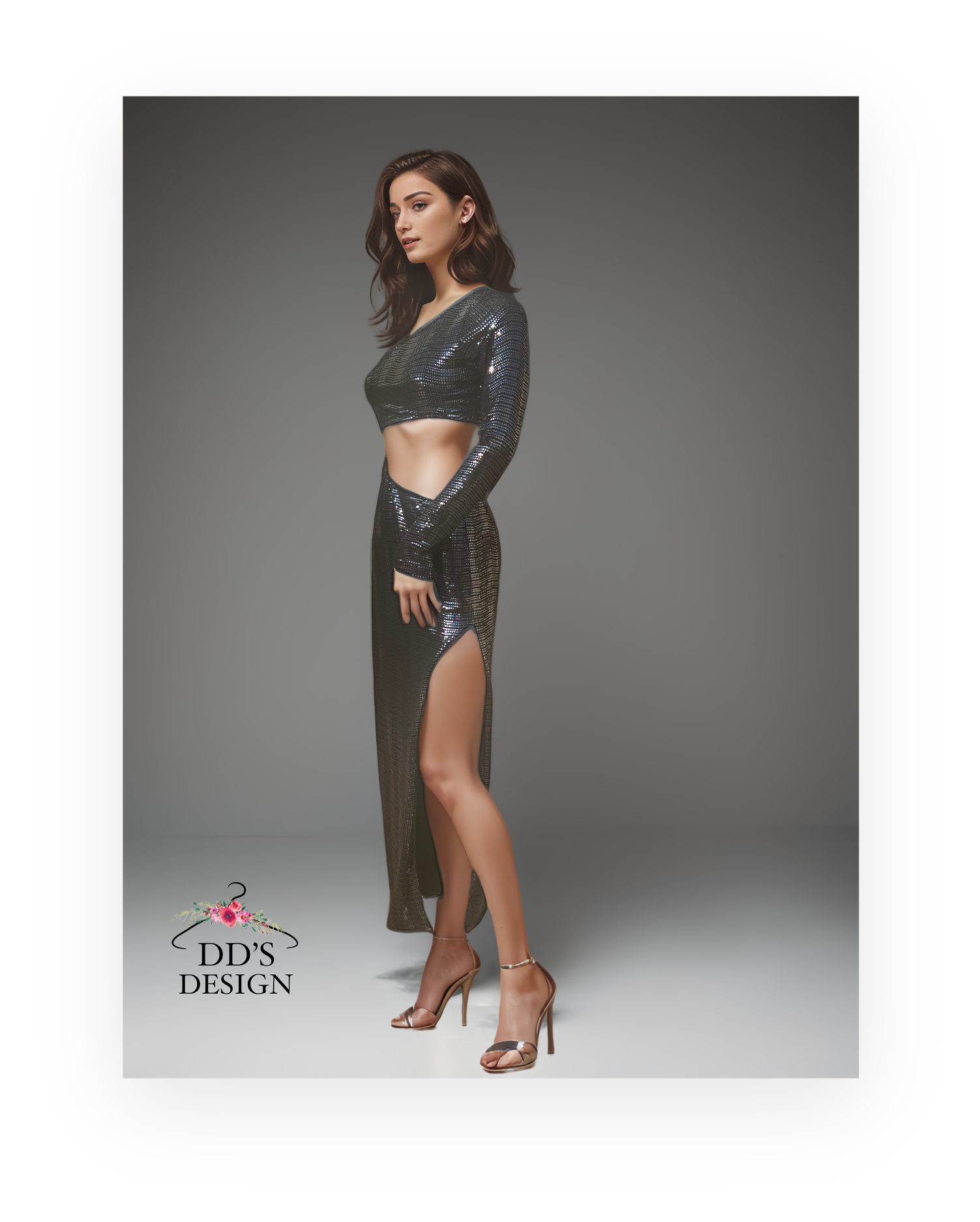 DD’s Design one shoulder cutout maxi dress multi color