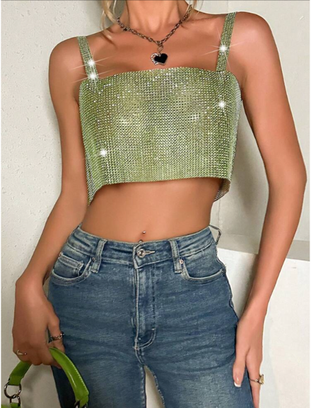 Diamante chain crop top