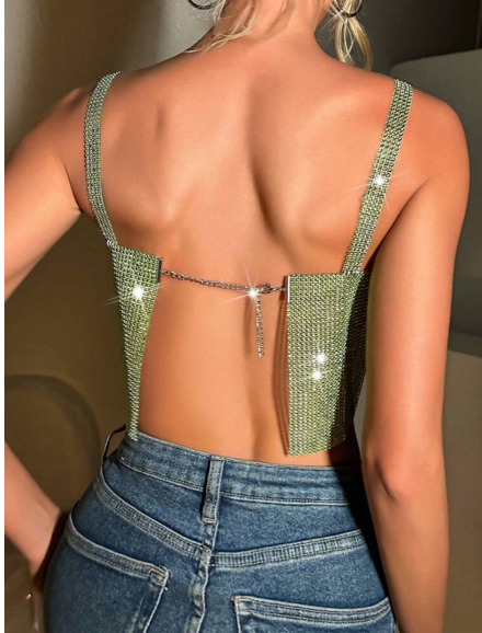 Diamante chain crop top