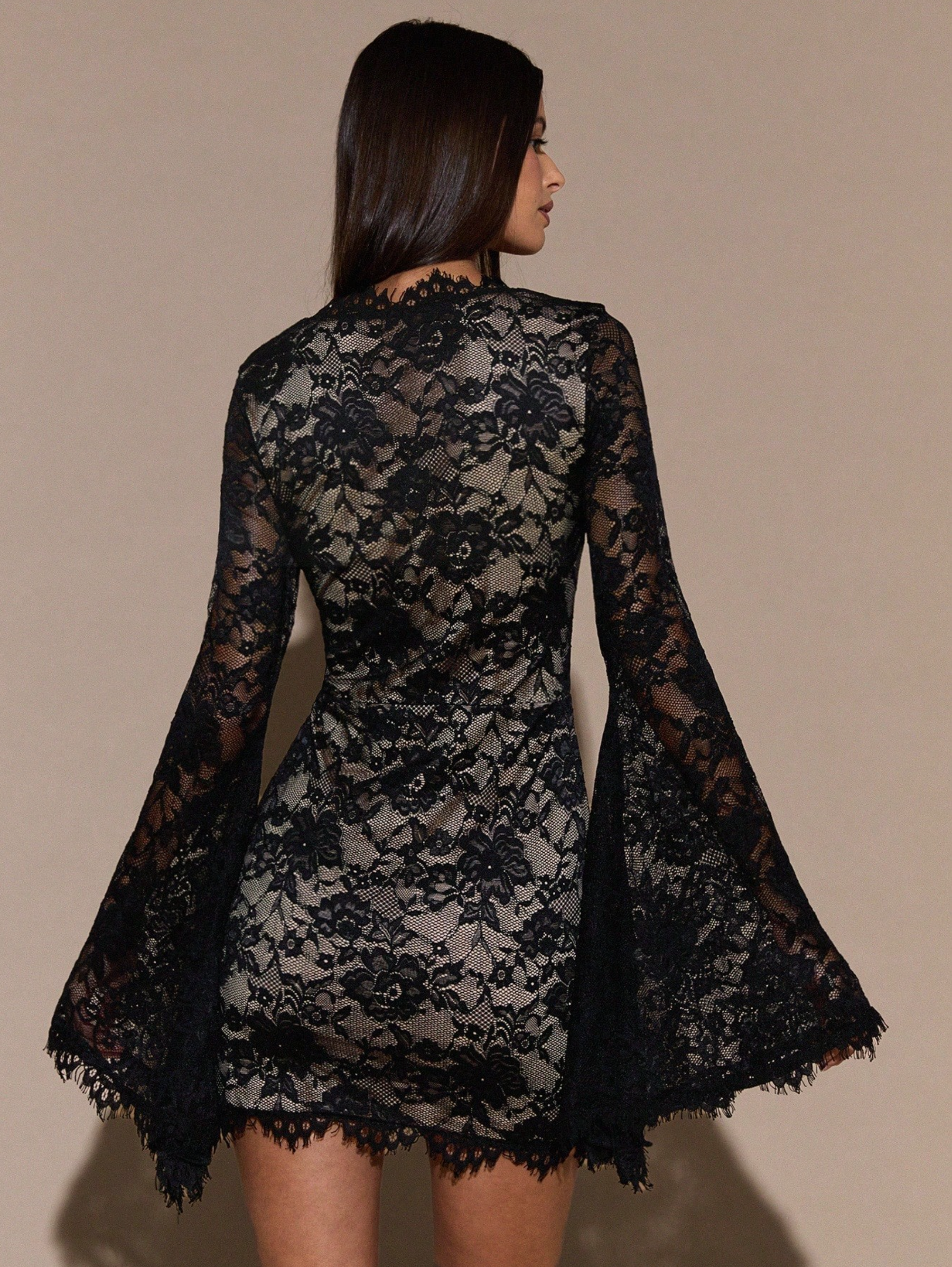 Long sleeve Lace corset mini dress