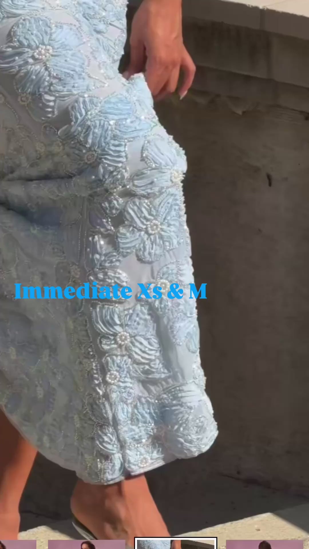 Embellished premium all over sequined floral in blue